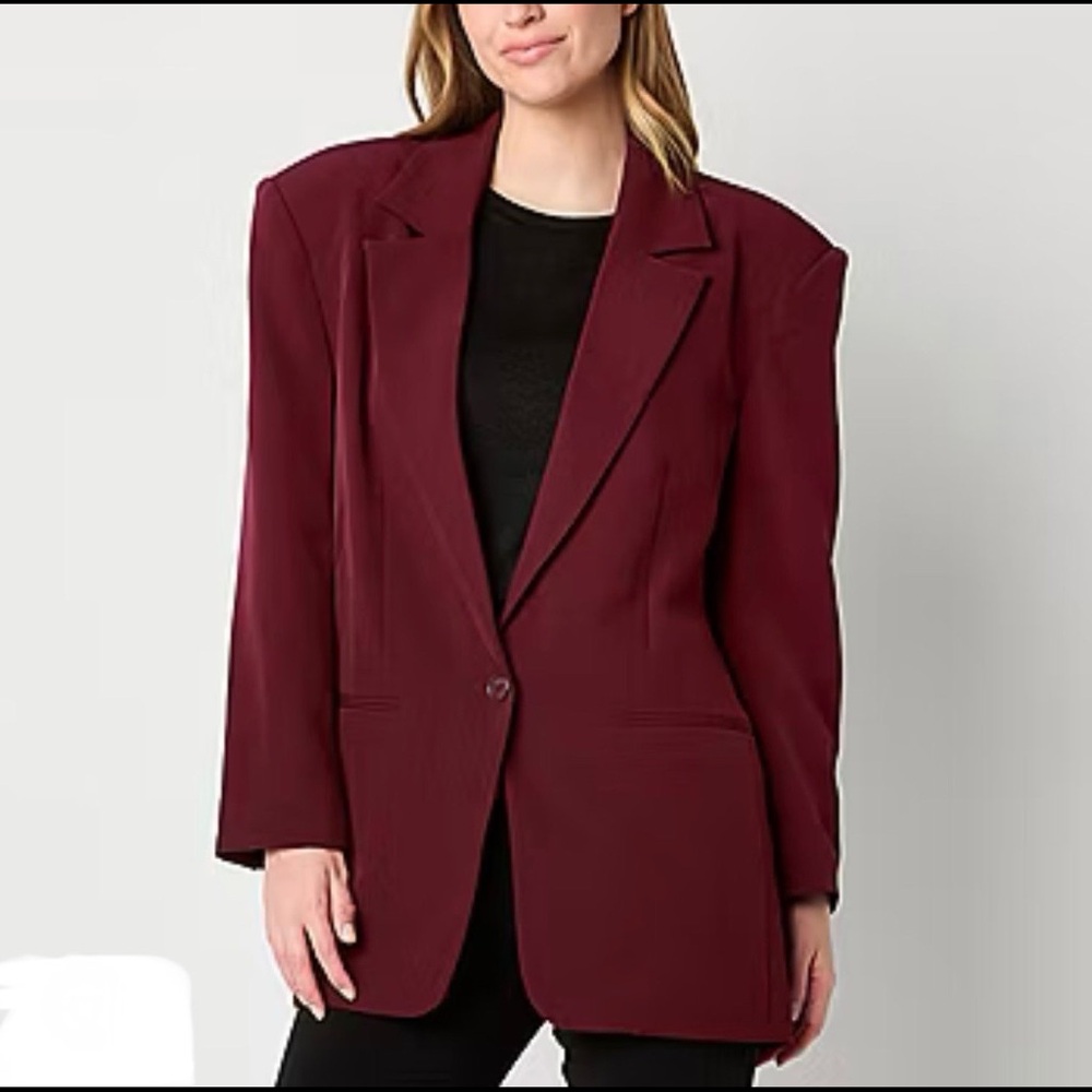 Worthington Red Blazer Elegant Suit Jacket/ Size Small/ Color Burgundy